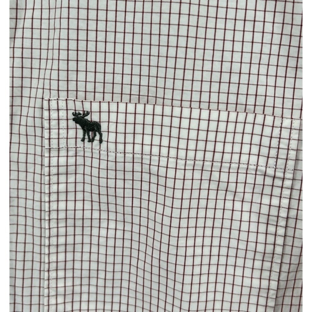Abercrombie & Fitch Muscle Long Sleeve Button Down Red White 2XL NWT - Picture 2 of 4